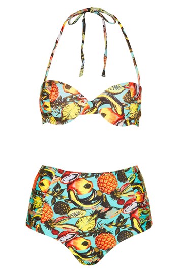 Topshop Tropical Print High Rise Bikini, $68