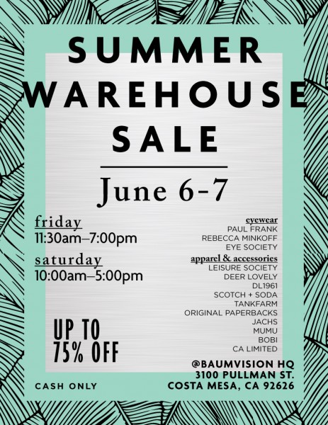 baumvision summer warehouse sale