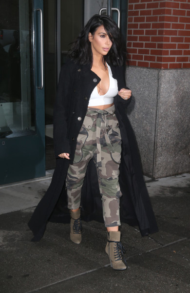 Kim Kardashian Wears Camouflage Pants And Heels