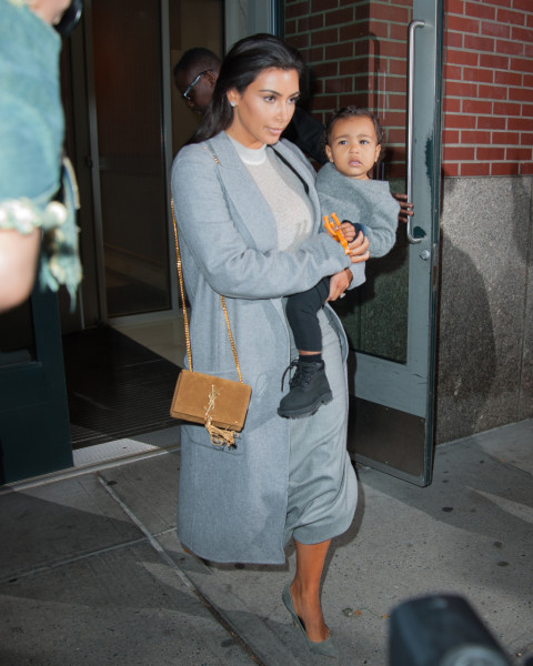 Kim Kardashian and North West leaving their apartment together in New York City
