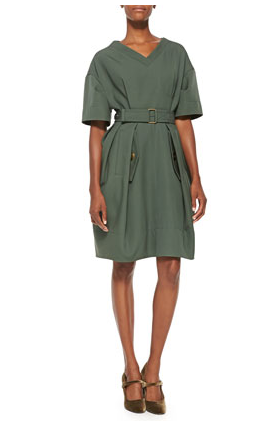 military pleated jacobs marc wool neck dress