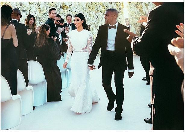 Kim Kardashian looks elegant in a custom Givenchy Haute Couture wedding dress